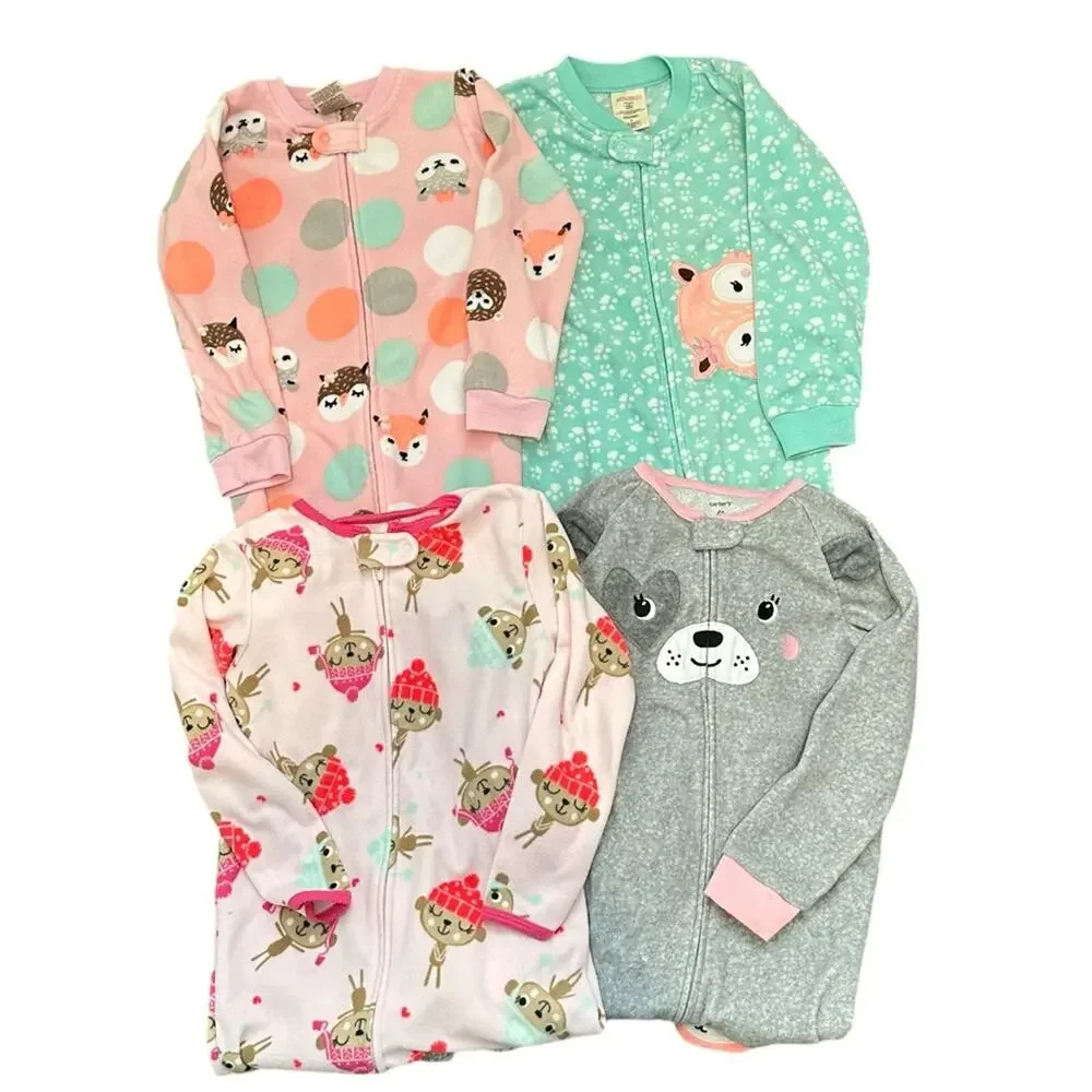4 Pc Footie Footed Pajamas Carter’s Wonder Kids Sz 4T Animal Print